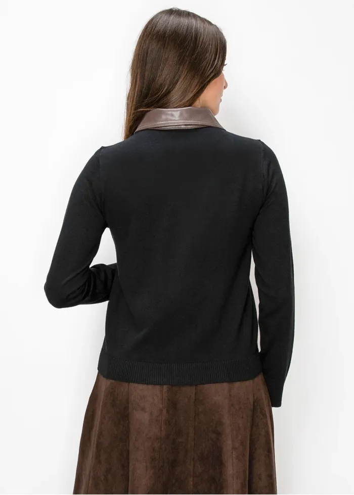 Contrast Trim Button Cardigan