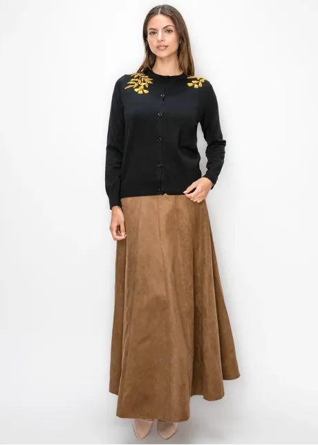Gold Leaf Embroidery Knit Cardigan