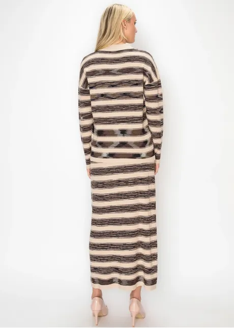 Space-Dyed Stripe Sweater with Polo Collar