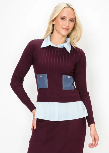 Two In One Sweater with Built In Blouse