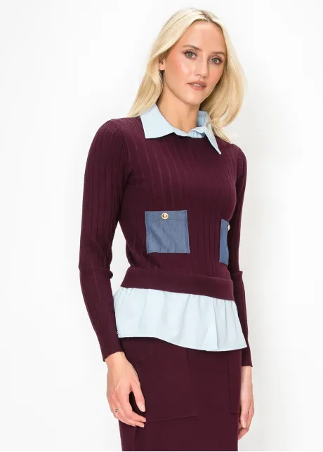 Two In One Sweater with Built In Blouse