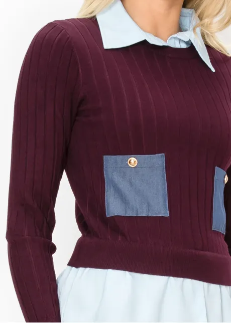 Two In One Sweater with Built In Blouse