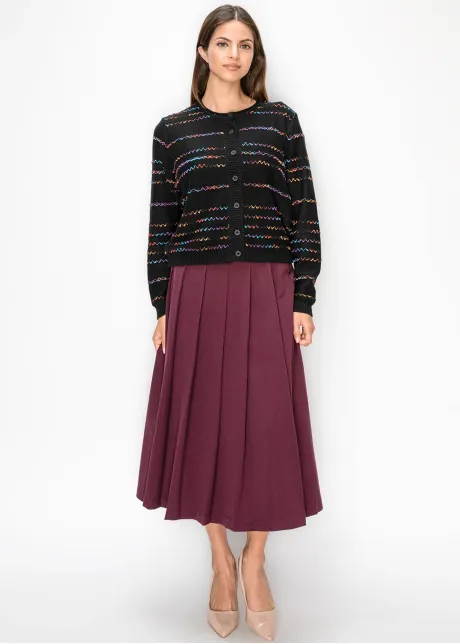 Cardigan with Multicolor Knit Stripes