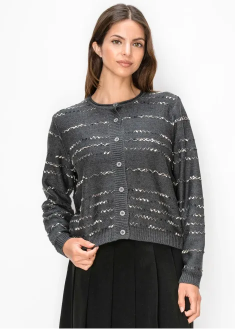 Charcoal Button Front Cardigan