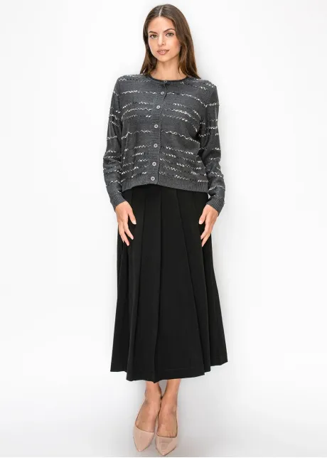 Charcoal Button Front Cardigan