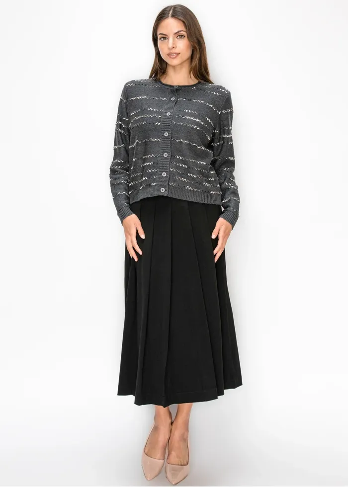 Charcoal Button Front Cardigan