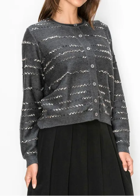 Charcoal Button Front Cardigan