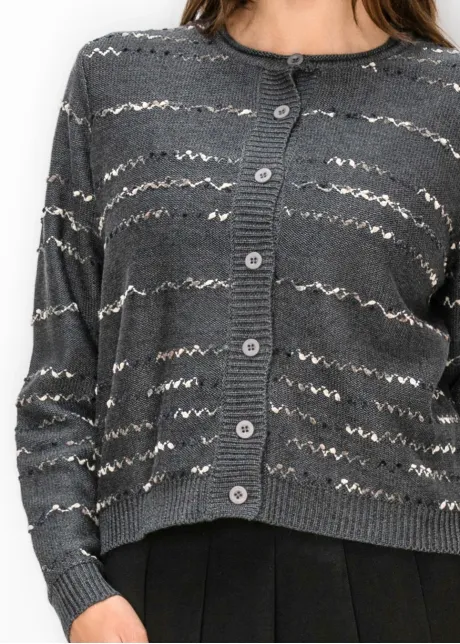 Charcoal Button Front Cardigan
