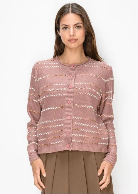 Dusty Rose Textured Cardigan