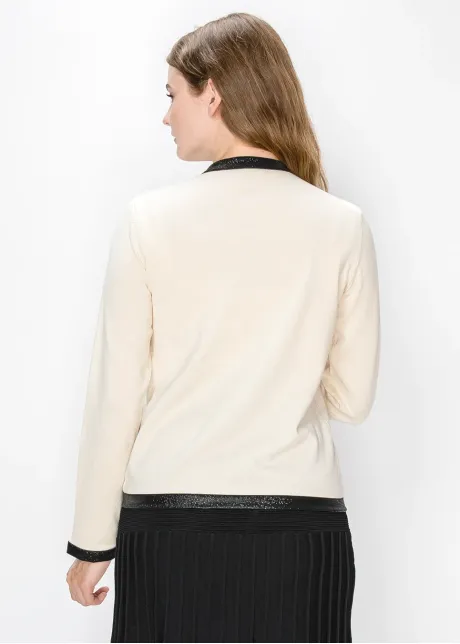 Gold Button Cardigan in Cream and Black