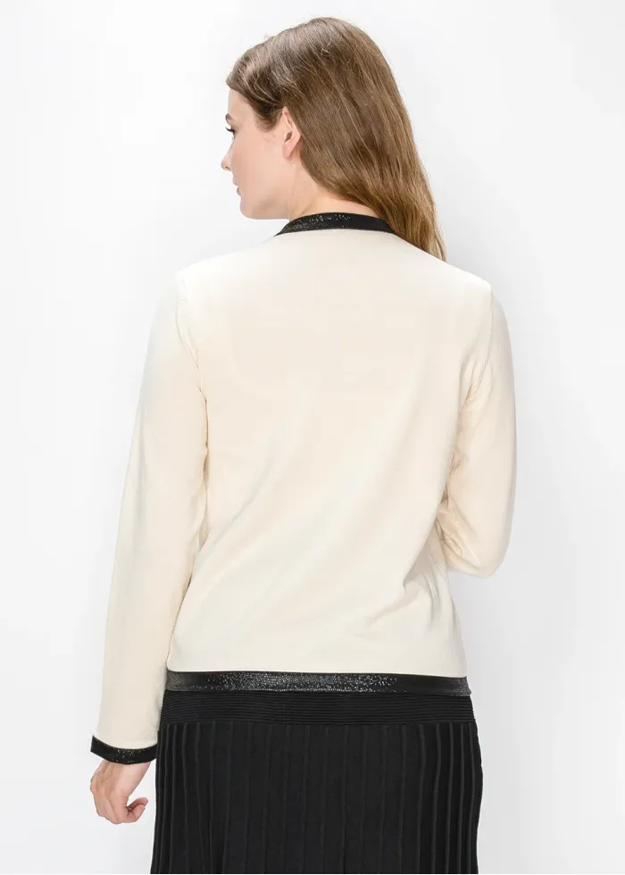 Gold Button Cardigan in Cream and Black