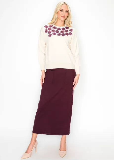 Embroidered Daisy Crewneck Sweater