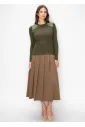 Rib Knit Sweater with Gold Button Cuffs