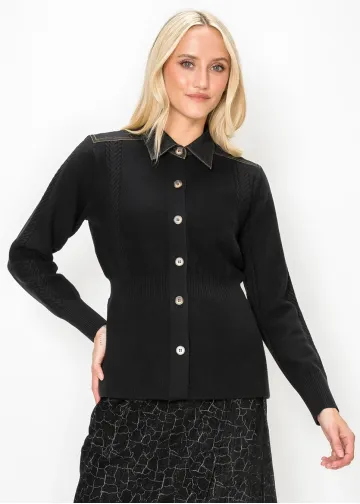 Cable Panel Button Cardigan