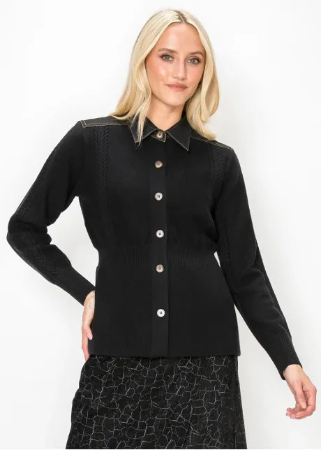 Cable Panel Button Cardigan