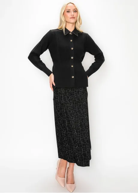 Cable Panel Button Cardigan