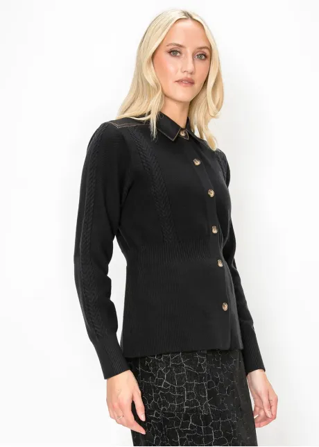 Cable Panel Button Cardigan