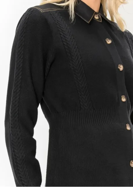 Cable Panel Button Cardigan