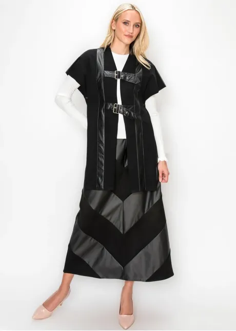 Black Longline Vest with Side Slits