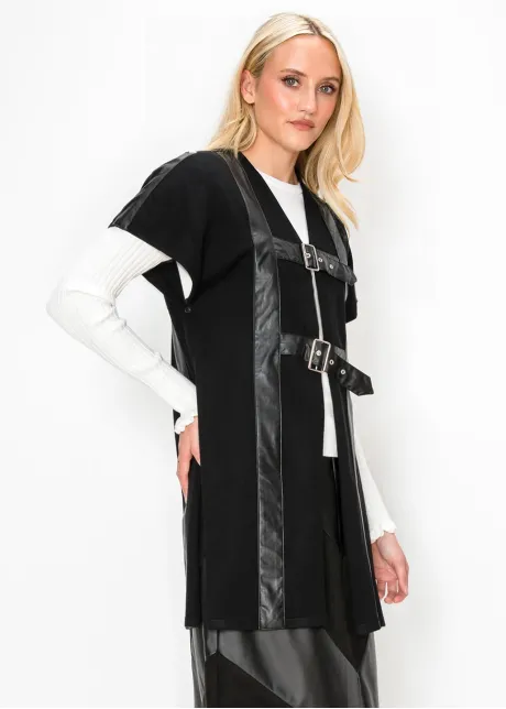 Black Longline Vest with Side Slits