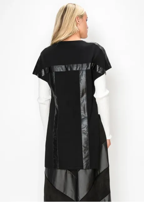 Black Longline Vest with Side Slits