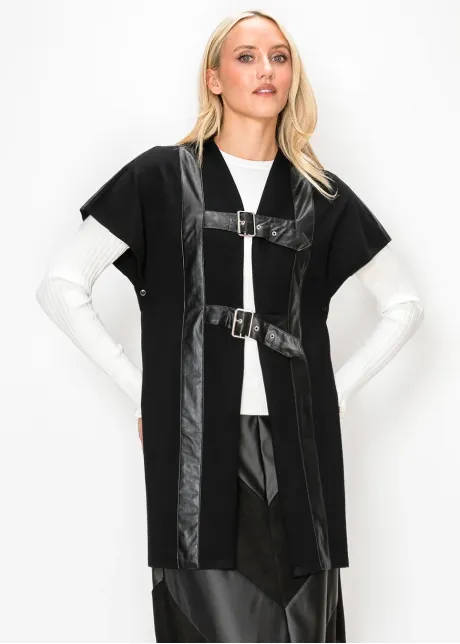Black Longline Vest with Side Slits