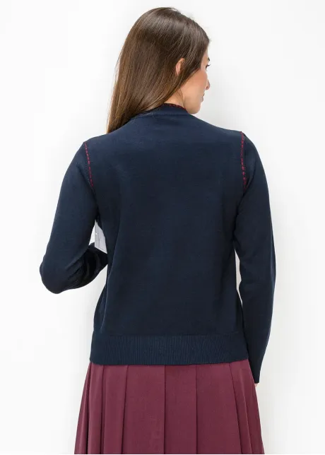 Knit Top with Contrast Stitch Scarf