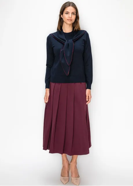 Knit Top with Contrast Stitch Scarf