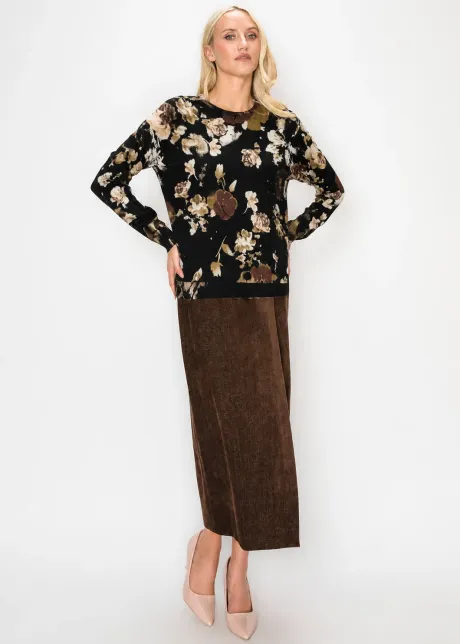 Painted Floral Pullover Sweater