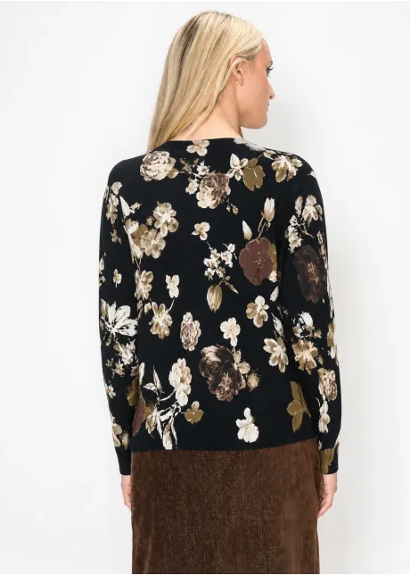Painted Floral Pullover Sweater