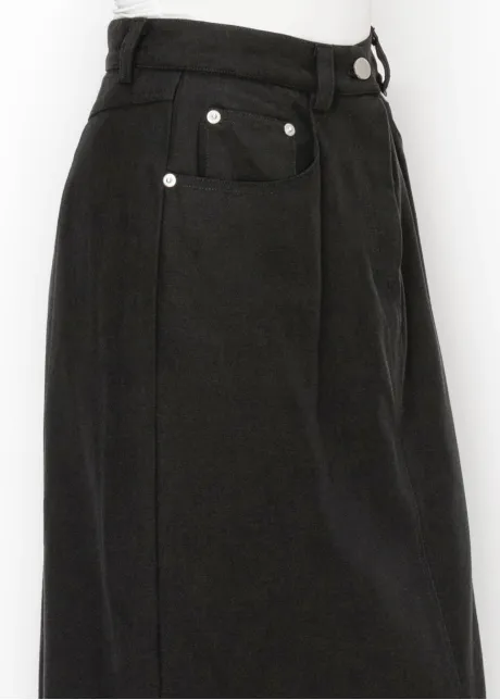 Black Denim Style Midi Skirt