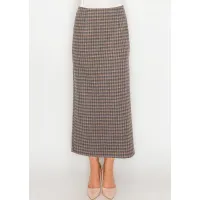 Long Plaid Skirt with Back Zip
