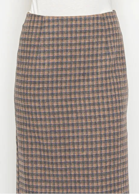 Long Plaid Skirt with Back Zip