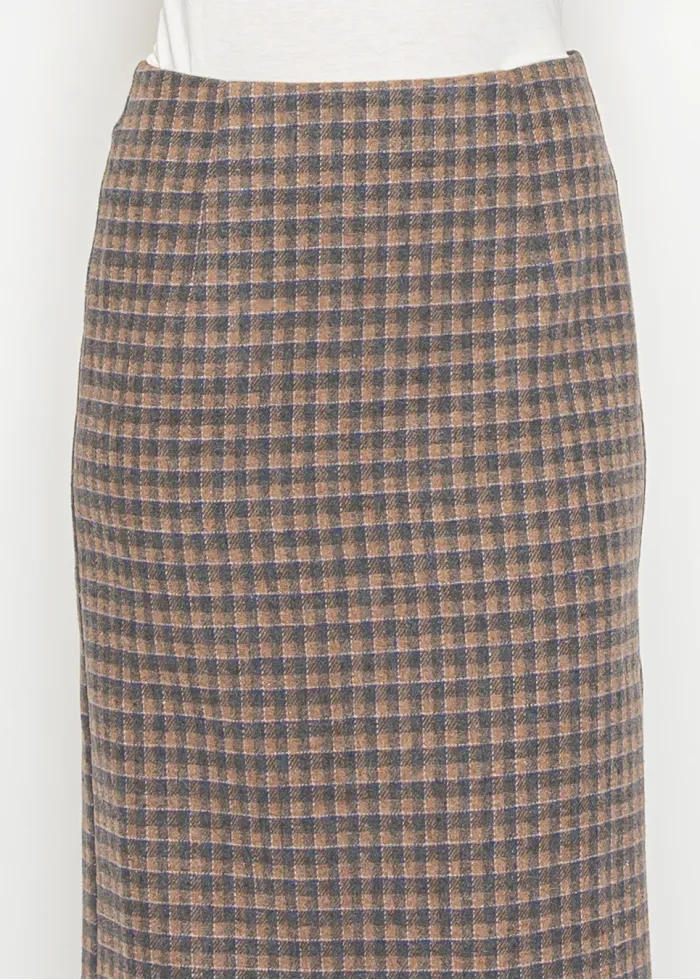 Long Plaid Skirt with Back Zip