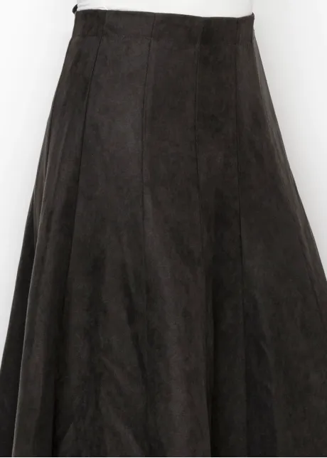 Panelled Suede Look Skirt in Black