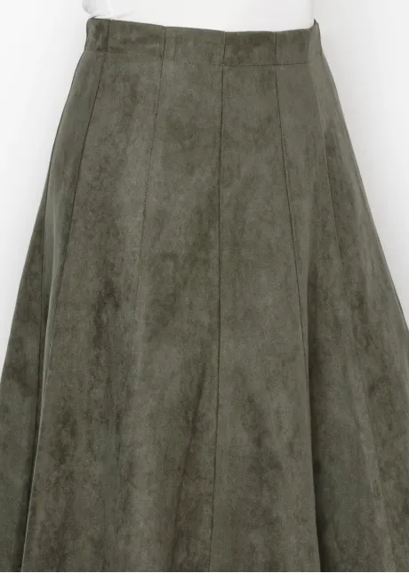 Ankle Length Olive Green A-Line Skirt