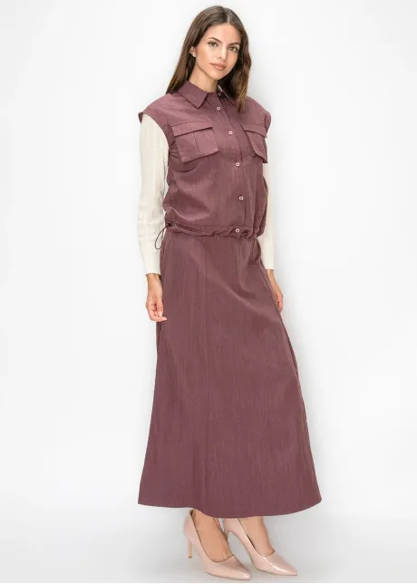 Panelled A-Line Skirt in Dusty Rose Purple