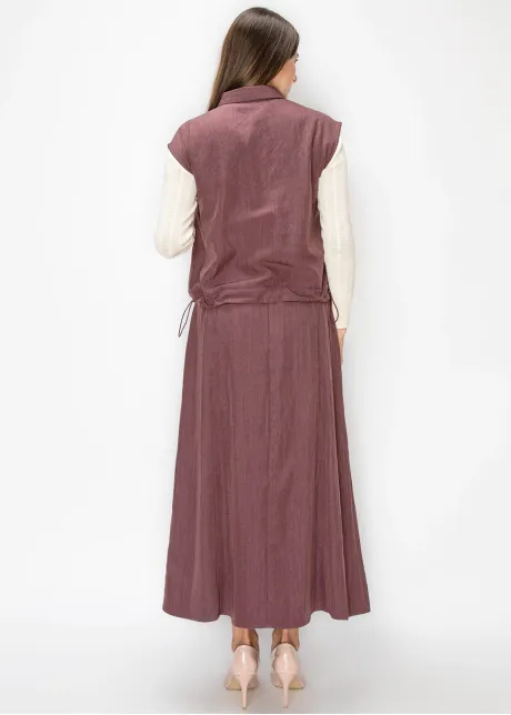 Panelled A-Line Skirt in Dusty Rose Purple
