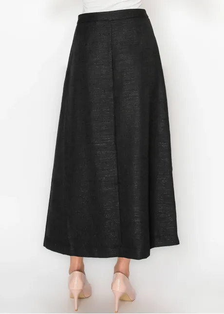Black Textured A-Line Skirt