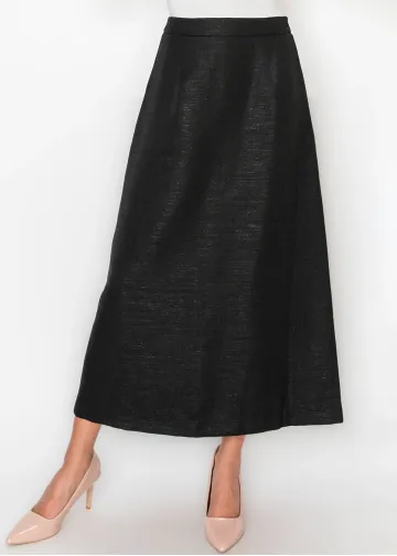 Black Textured A-Line Skirt