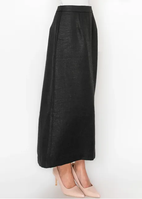 Black Textured A-Line Skirt