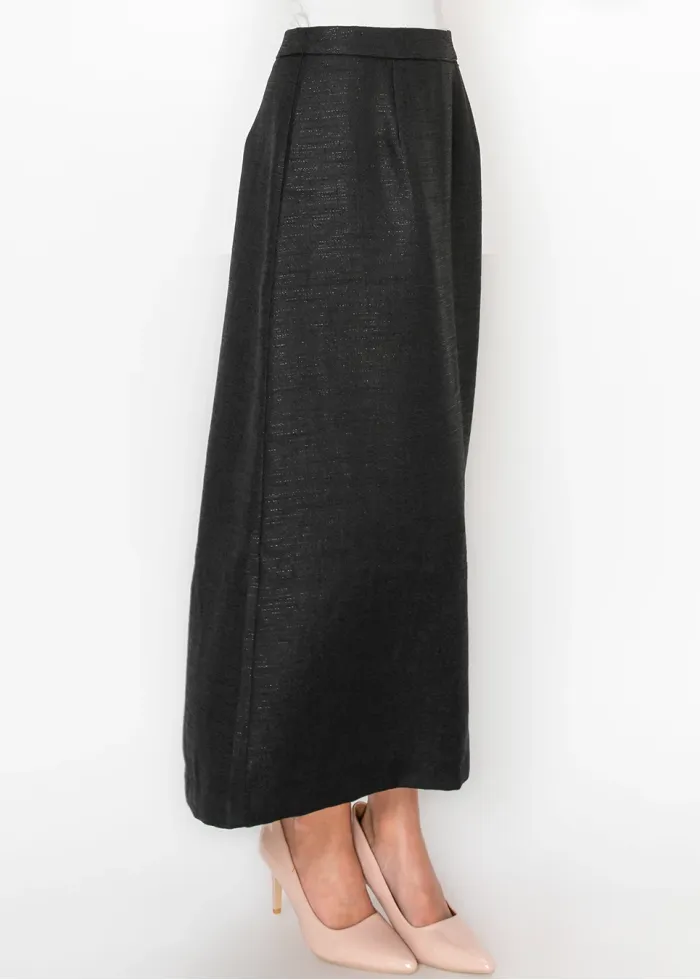 Black Textured A-Line Skirt