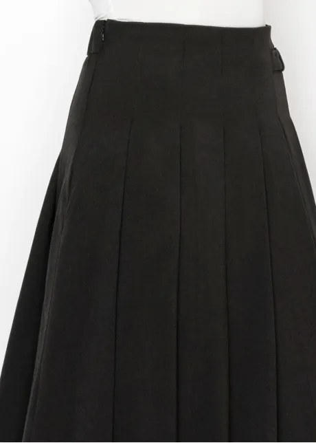 Black Pleated Skirt with Buckle Detail