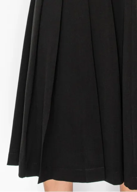 Black Pleated Skirt with Buckle Detail