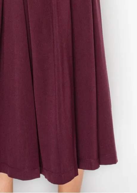 Burgundy Pleated Skirt with Buckle Detail