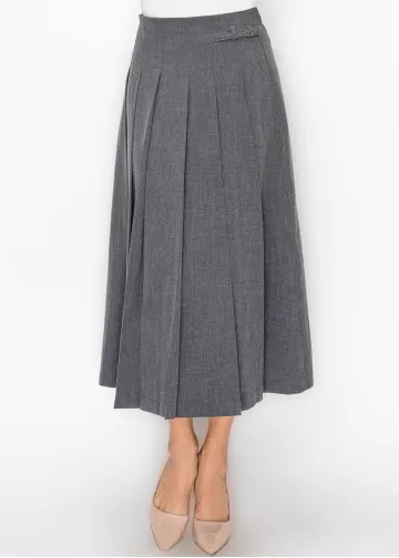 Pleated Skirt in Heather Grey