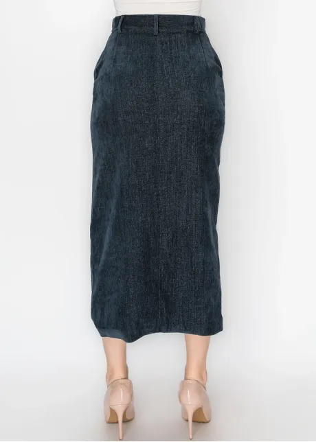 The Button Skirt, in Washed Navy