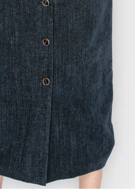 The Button Skirt, in Washed Navy