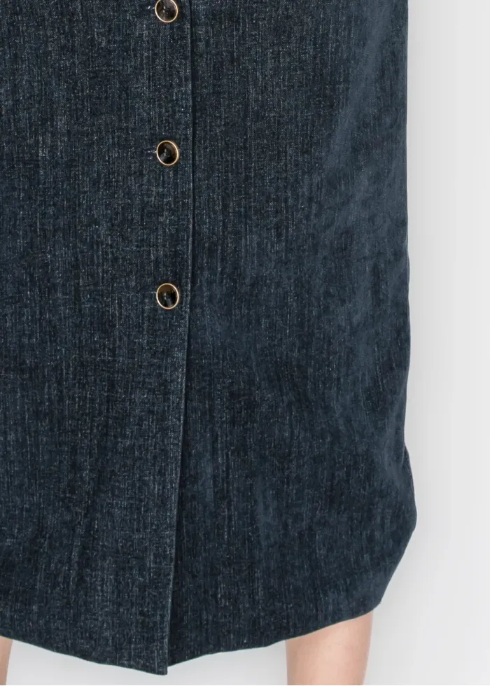 The Button Skirt, in Washed Navy