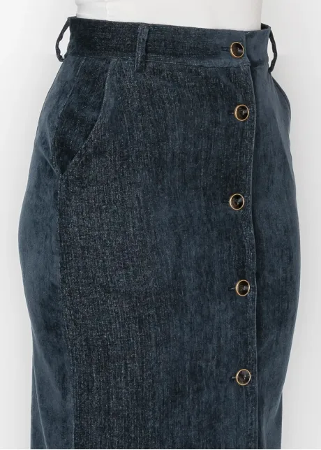 The Button Skirt, in Washed Navy